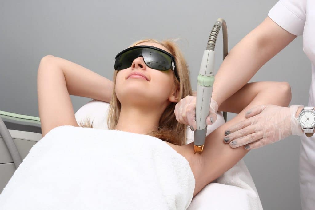 Underarm laser hair removal treatment at