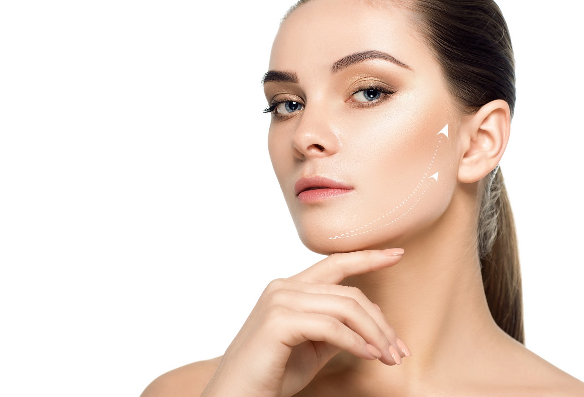 face with lifting arrows on skin showing facelift effect Best Anti-Aging Treatment